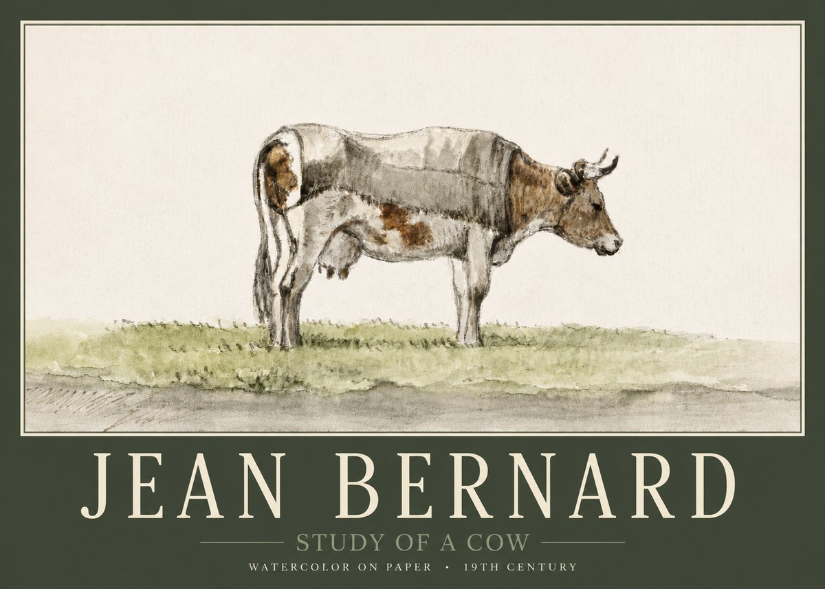 Jean Bernard Study of a Cow XIV No3 - Plakat