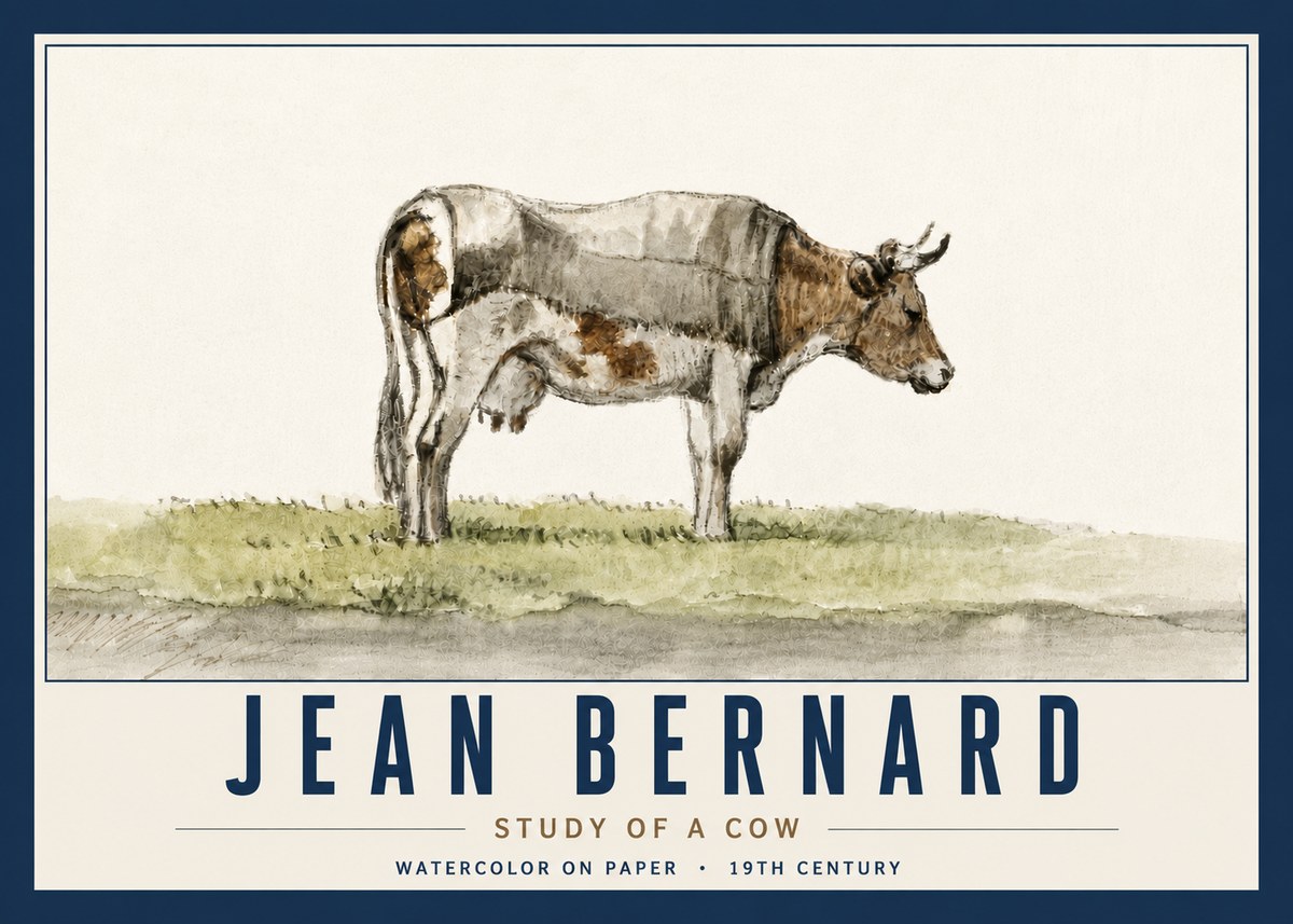 Jean Bernard Study of a Cow XIV No6 - Plakat