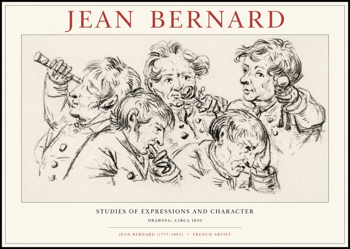 Jean Bernard Studies of Expressions and Character No1 - Plakat