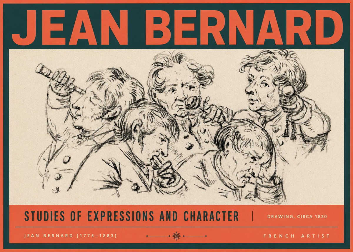 Jean Bernard Studies of Expressions and Character No2 - Plakat