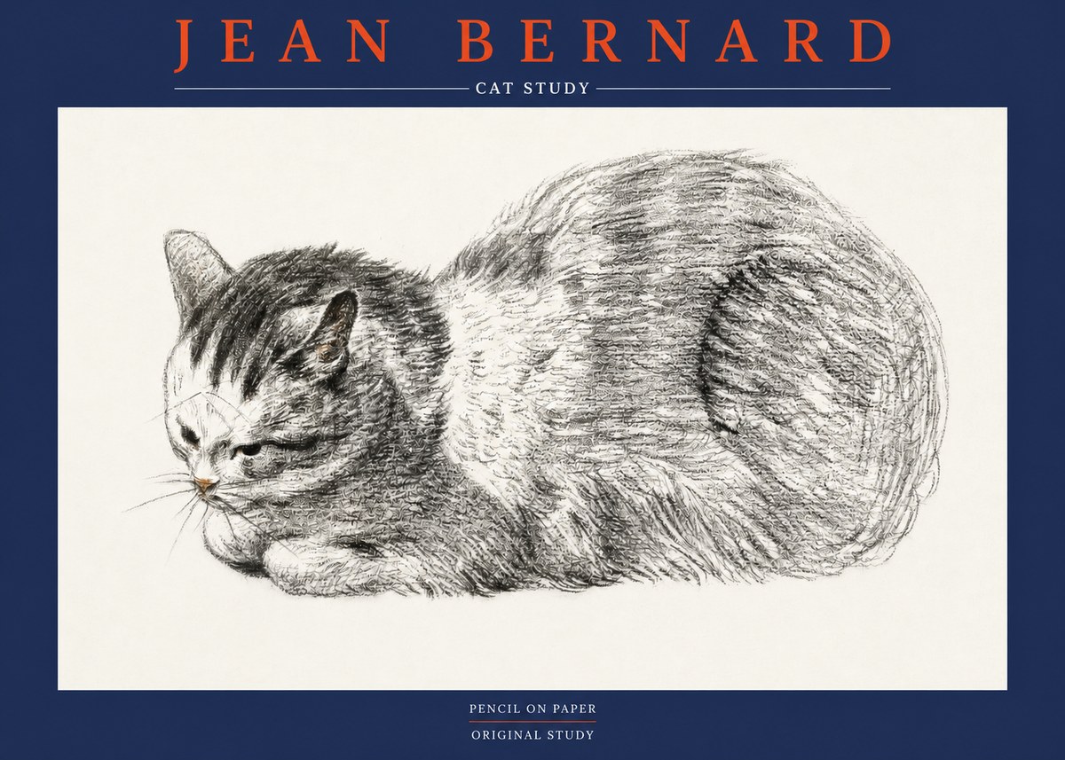 Jean Bernard Cat Study X No2 - Plakat