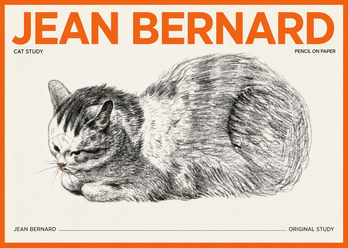 Jean Bernard Cat Study X No3 - Plakat