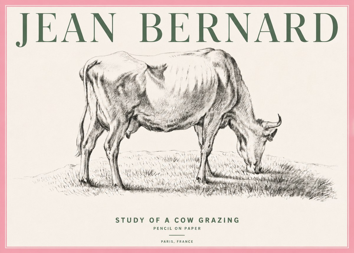 Jean Bernard Study of a Cow Grazing II No4 - Plakat