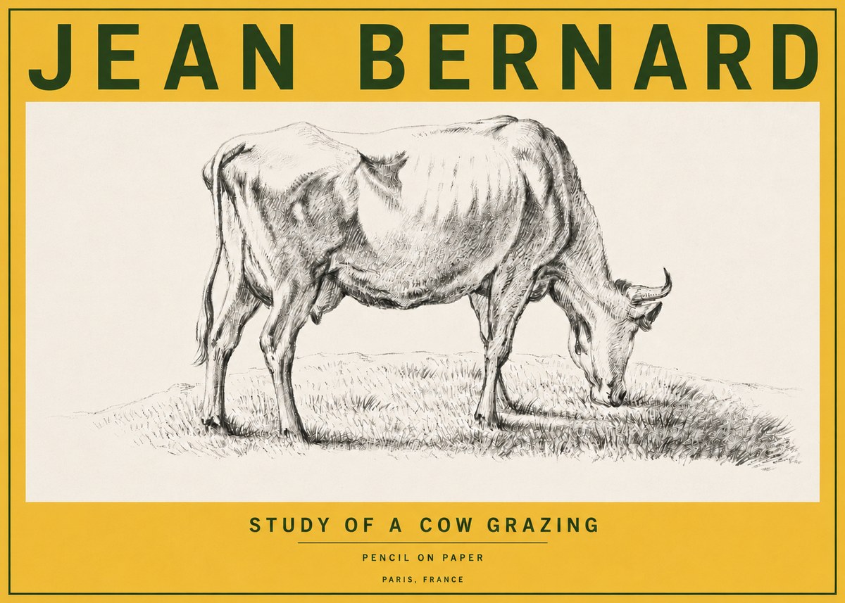 Jean Bernard Study of a Cow Grazing II No6 - Plakat