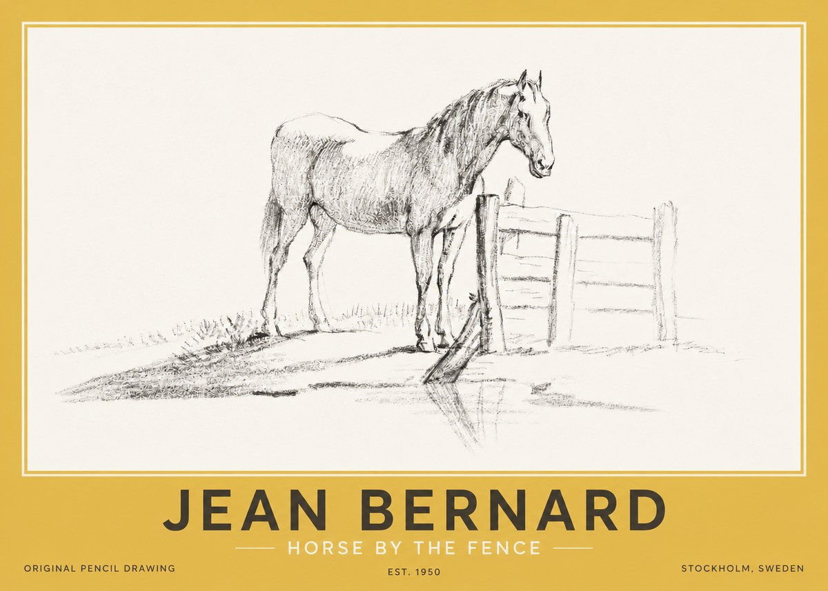 Jean Bernard Horse by the Fence No2 - Plakat