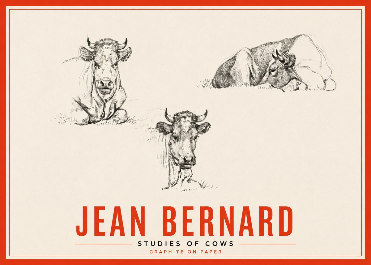 Jean Bernard Studies of Cows II No5 - Plakat