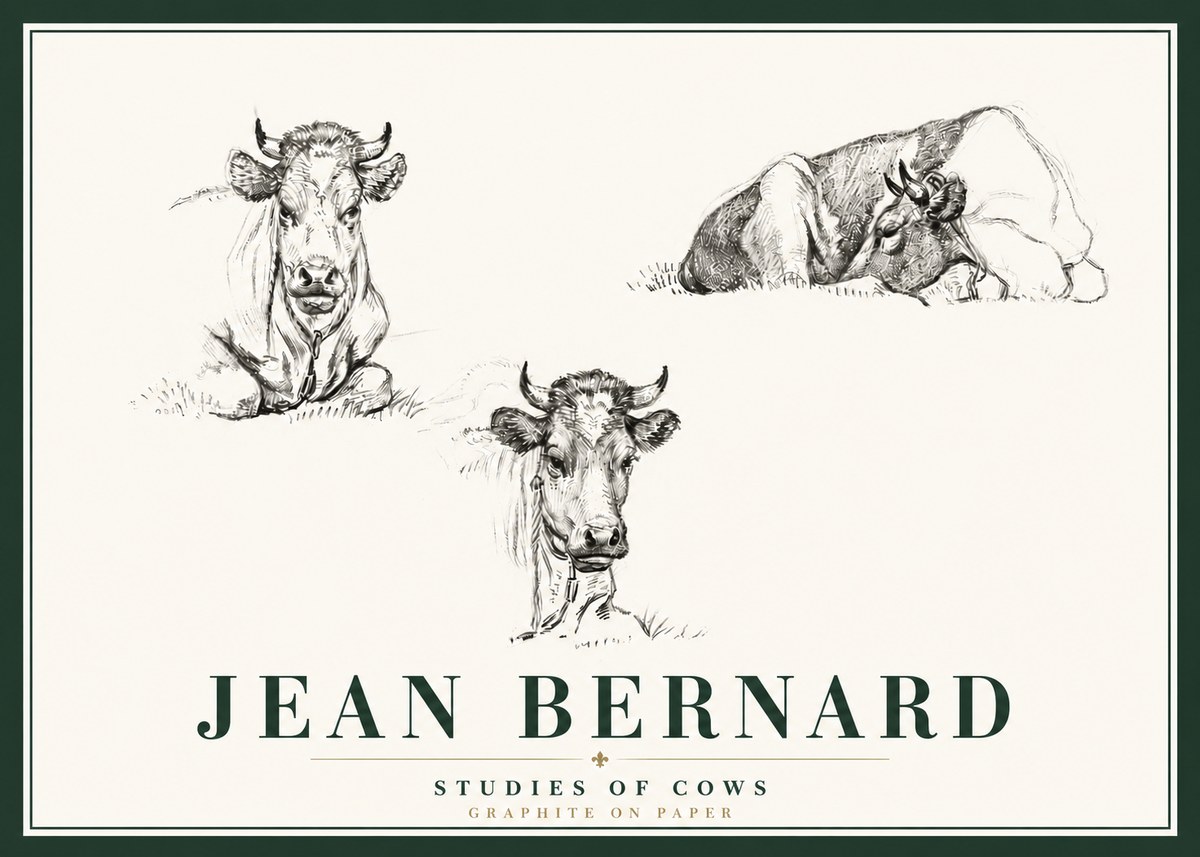 Jean Bernard Studies of Cows II No6 - Plakat