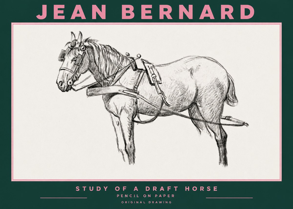 Jean Bernard Study of a Draft Horse I No3 - Plakat