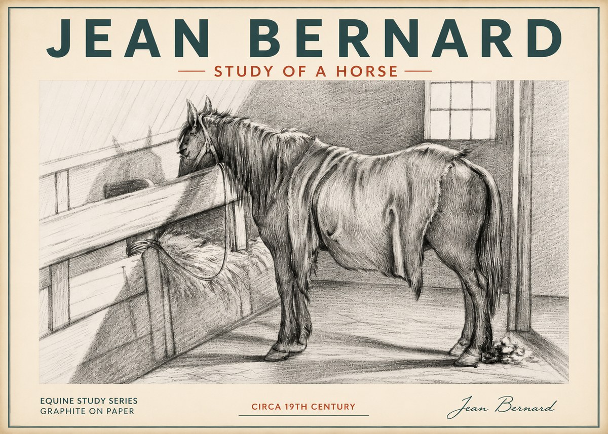 Jean Bernard Study of a Horse XIII No4 - Plakat