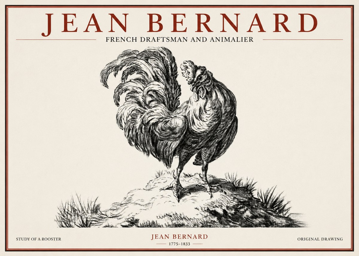 Jean Bernard Study of a Rooster No1 - Plakat
