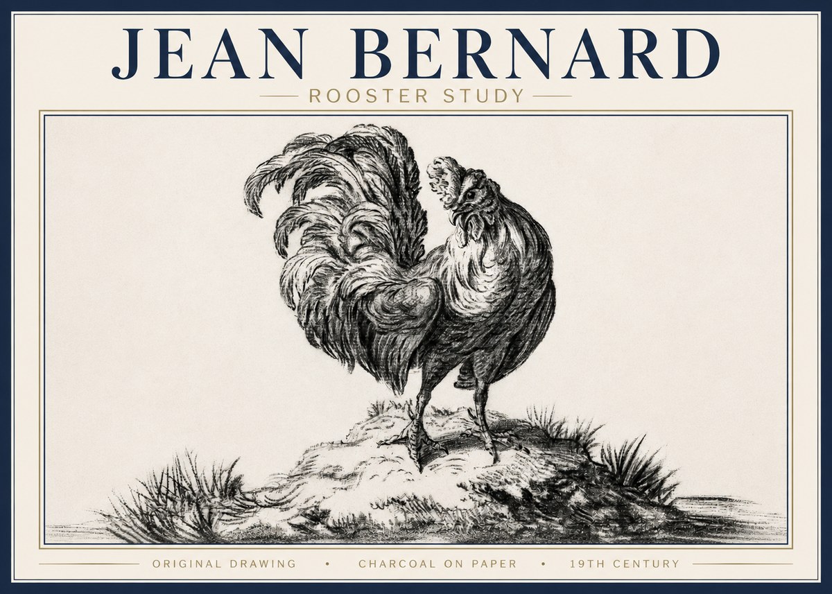 Jean Bernard Study of a Rooster No4 - Plakat