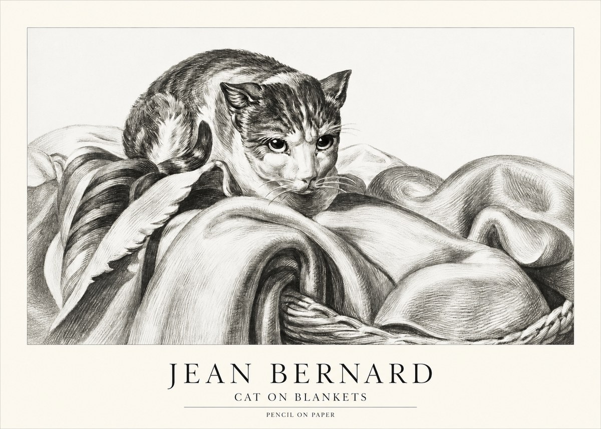 Jean Bernard Cat on a Blanket No2 - Plakat