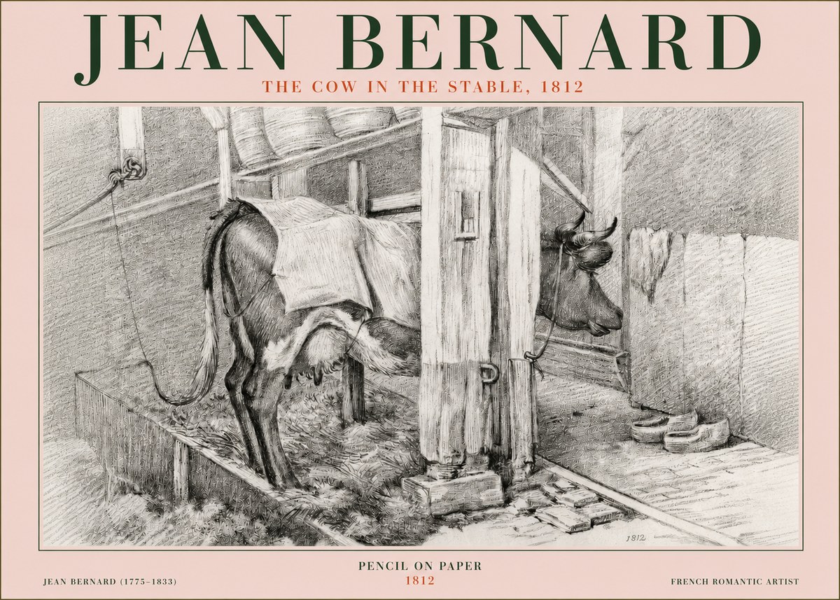 Jean Bernard The Cow in the Stable No3 - Plakat