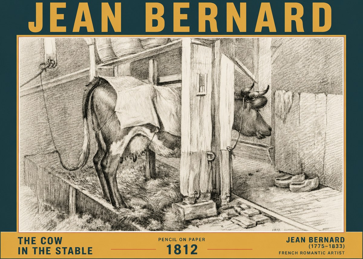Jean Bernard The Cow in the Stable No6 - Plakat