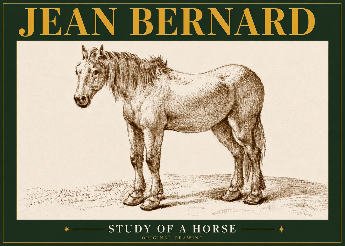 Jean Bernard Study of a Horse XIV No5 - Plakat