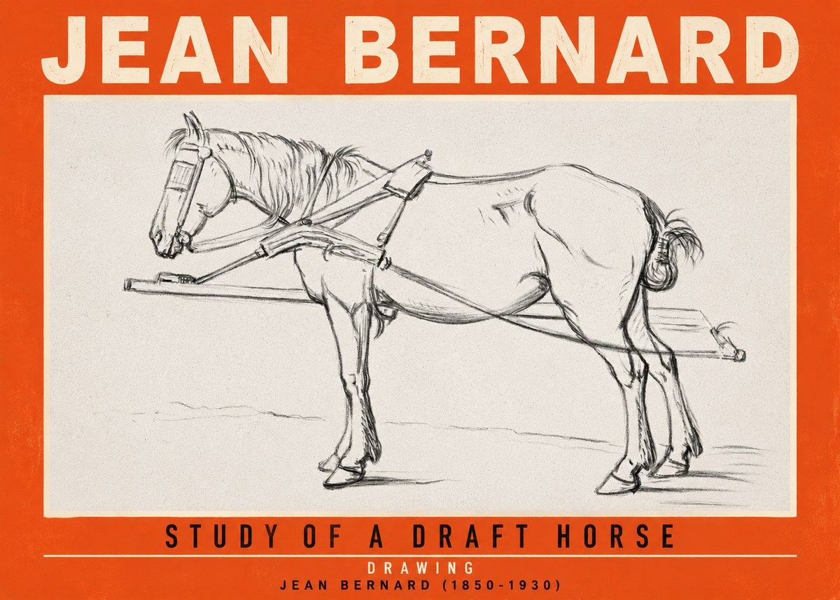 Jean Bernard Study of a Draft Horse II No2 - Plakat