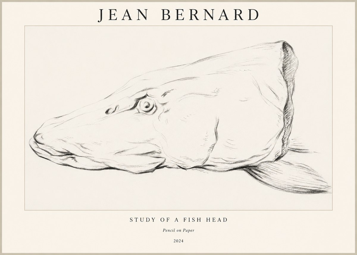 Jean Bernard Study of a Fish Head No1 - Plakat