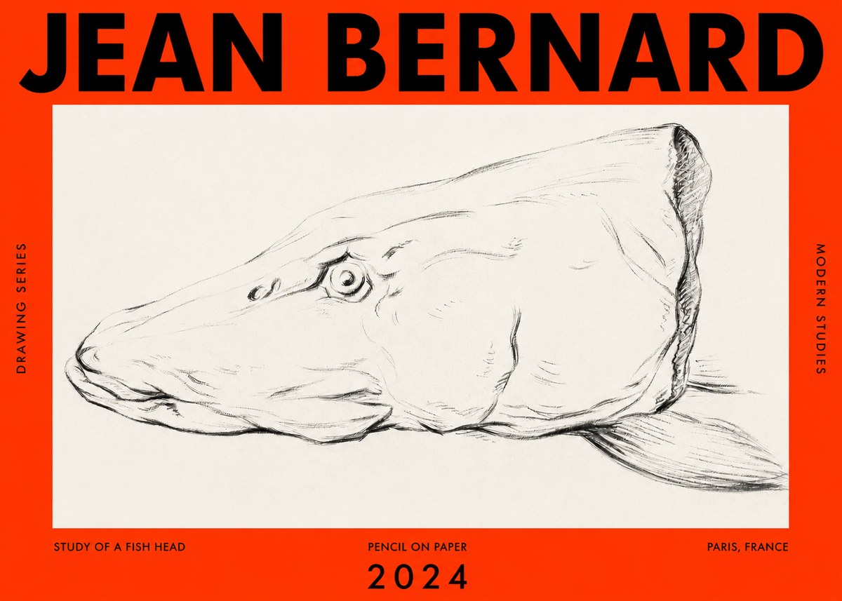 Jean Bernard Study of a Fish Head No2 - Plakat