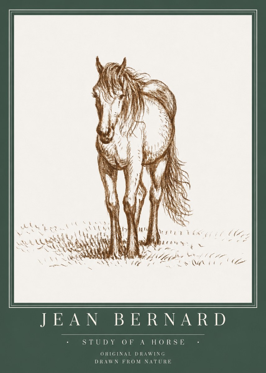 Jean Bernard Study of a Horse XV No3 - Plakat