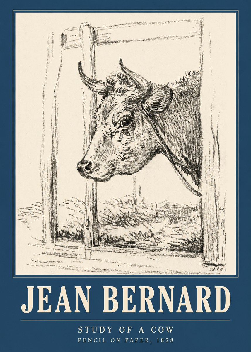 Jean Bernard Study of a Cow XVIII No3 - Plakat