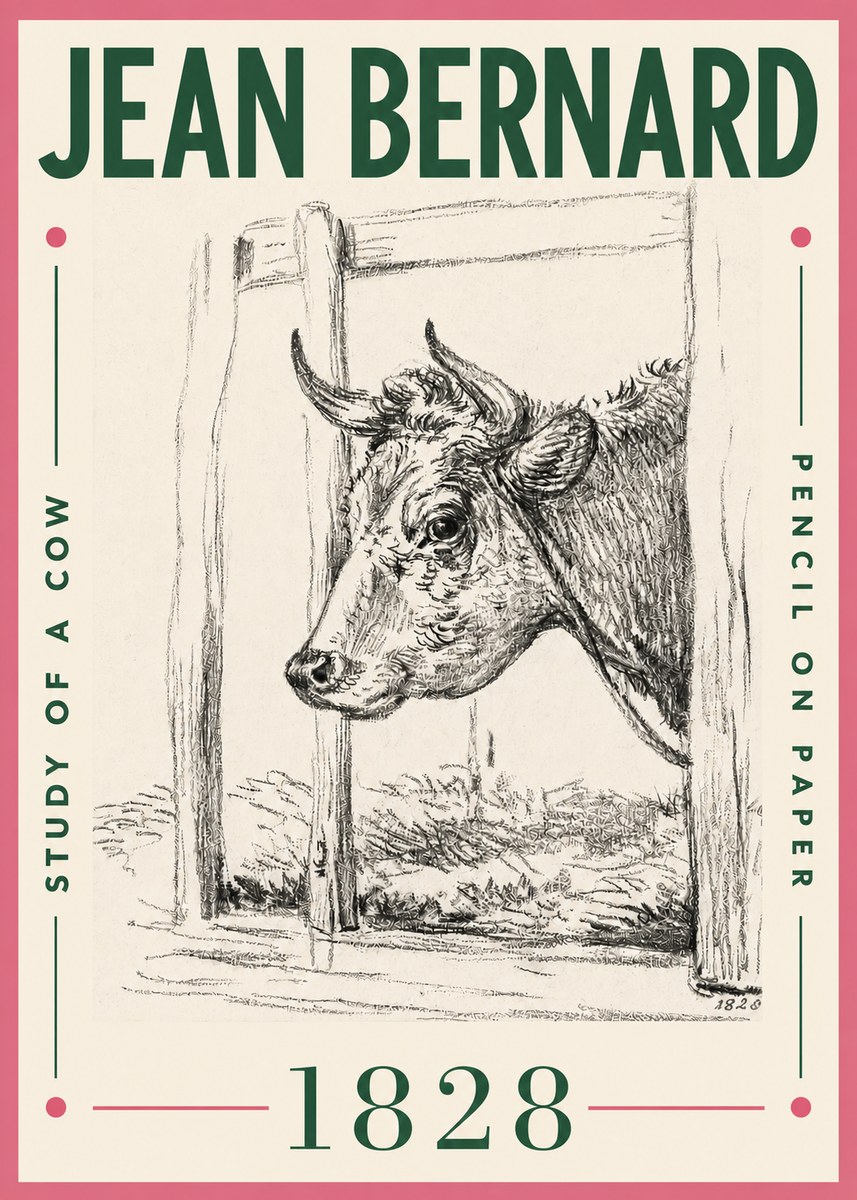 Jean Bernard Study of a Cow XVIII No4 - Plakat