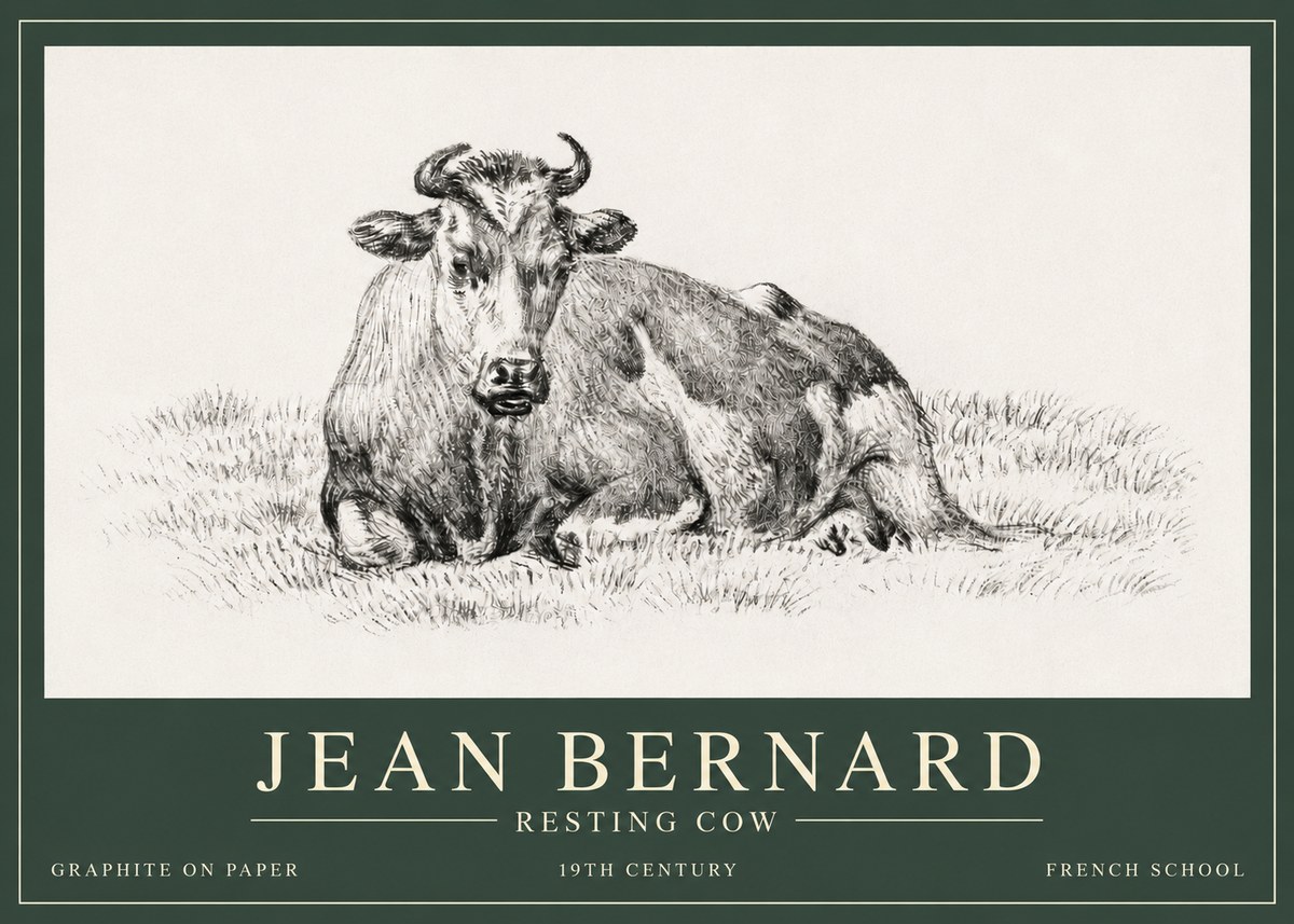 Jean Bernard Resting Cow V No3 - Plakat