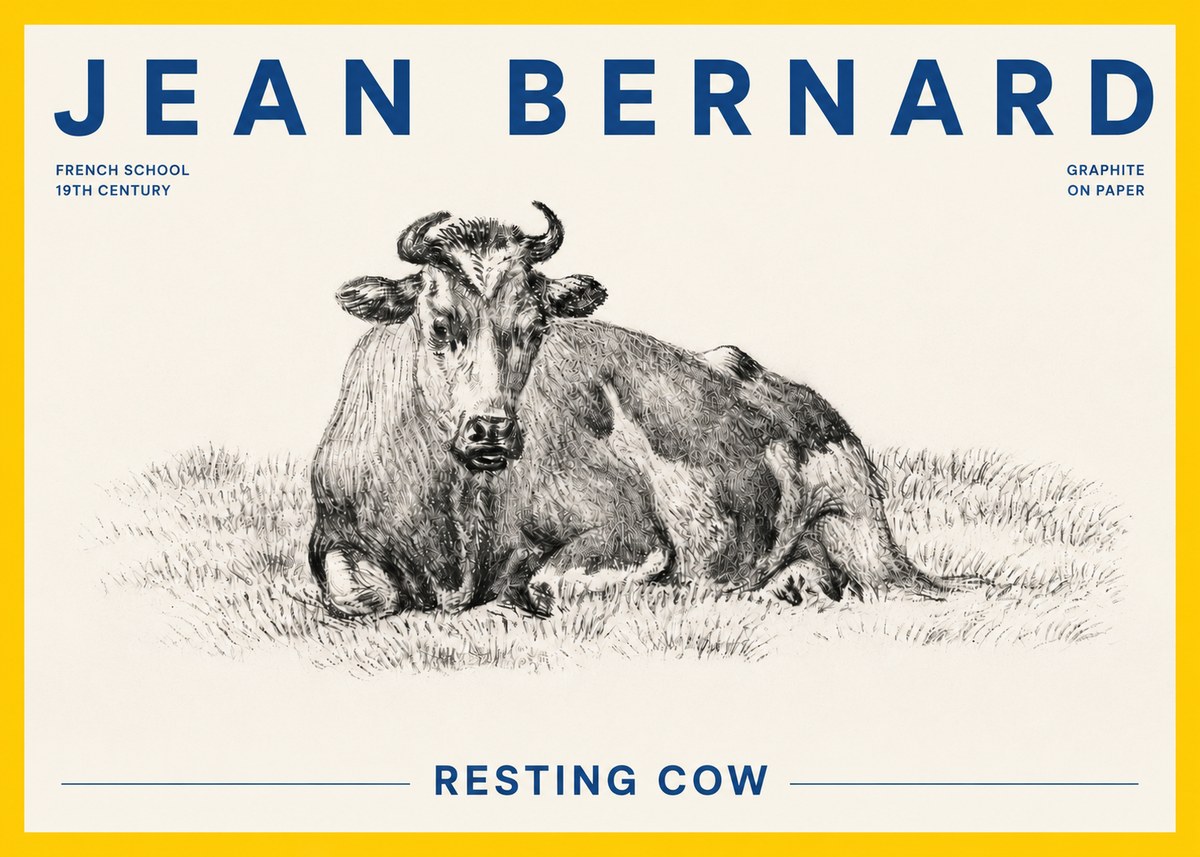 Jean Bernard Resting Cow V No4 - Plakat