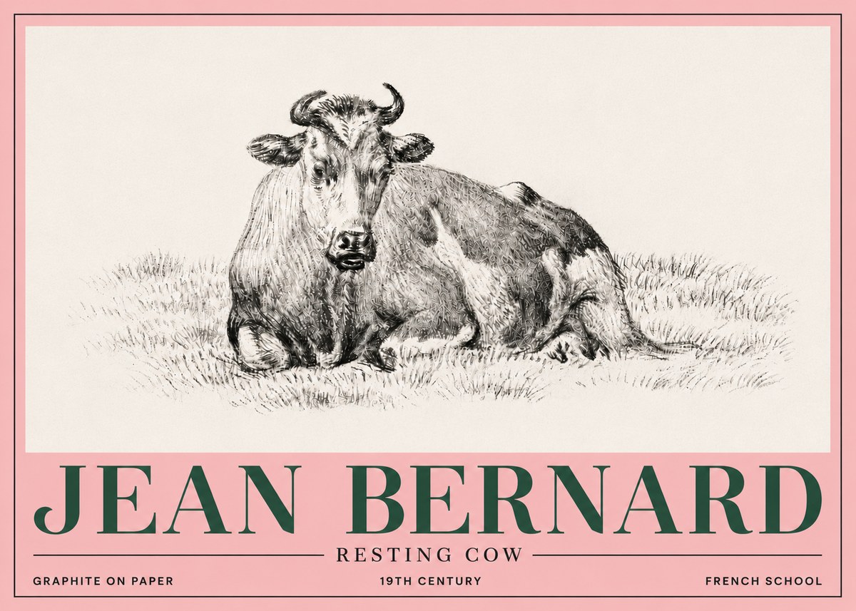 Jean Bernard Resting Cow V No5 - Plakat