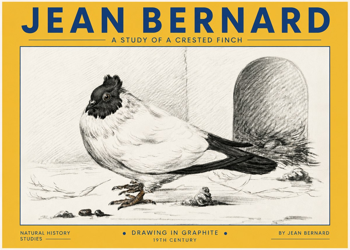Jean Bernard A Study of a Crested Finch No4 - Plakat