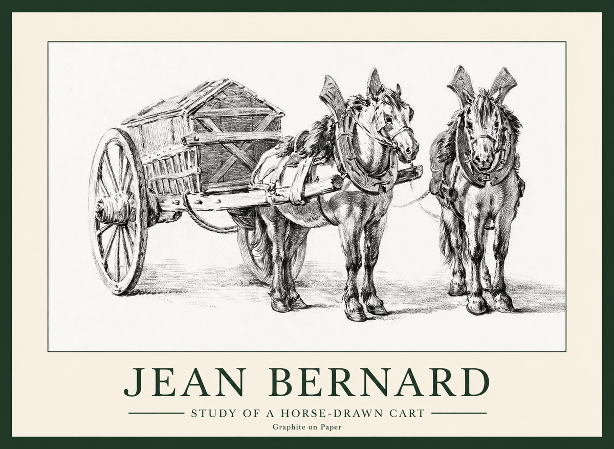 Jean Bernard Horse Team and Cart No2 - Plakat