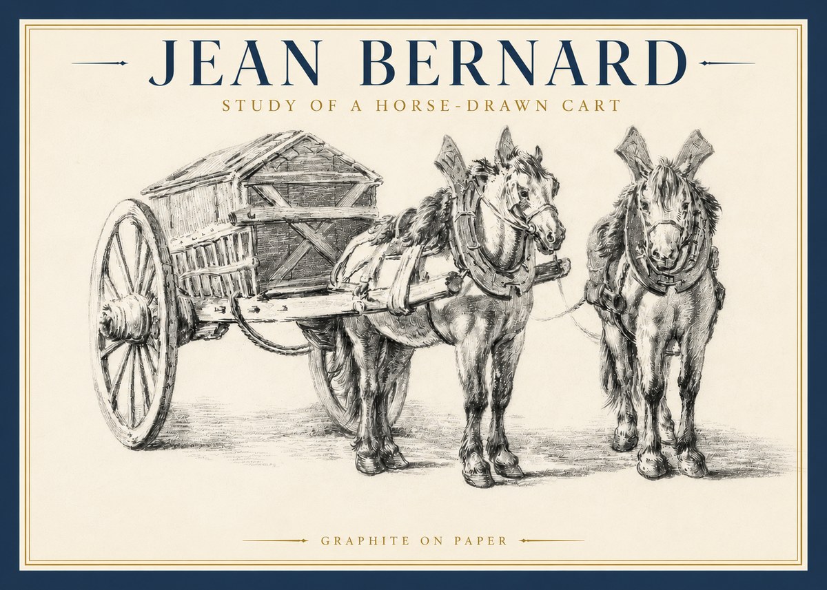 Jean Bernard Horse Team and Cart No4 - Plakat