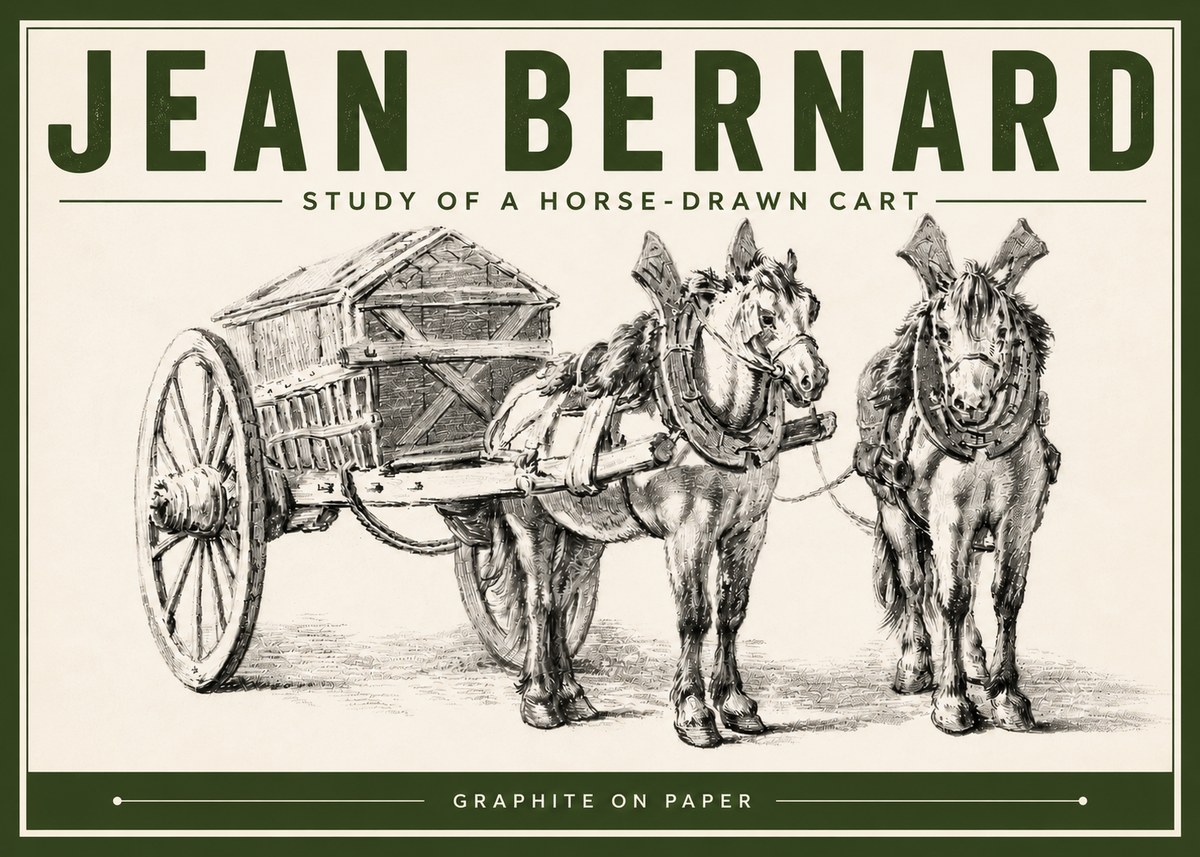 Jean Bernard Horse Team and Cart No6 - Plakat