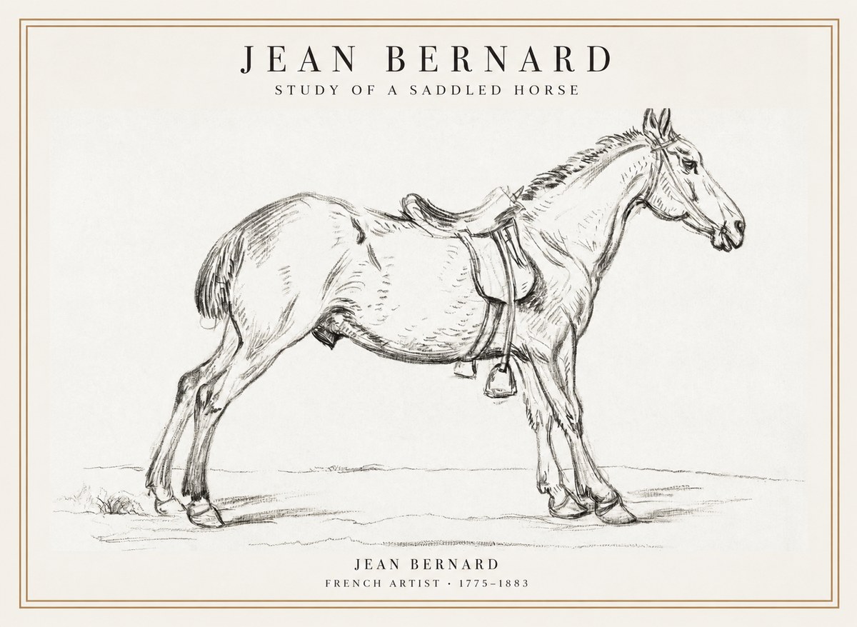 Jean Bernard Study of a Saddled Horse No1 - Plakat