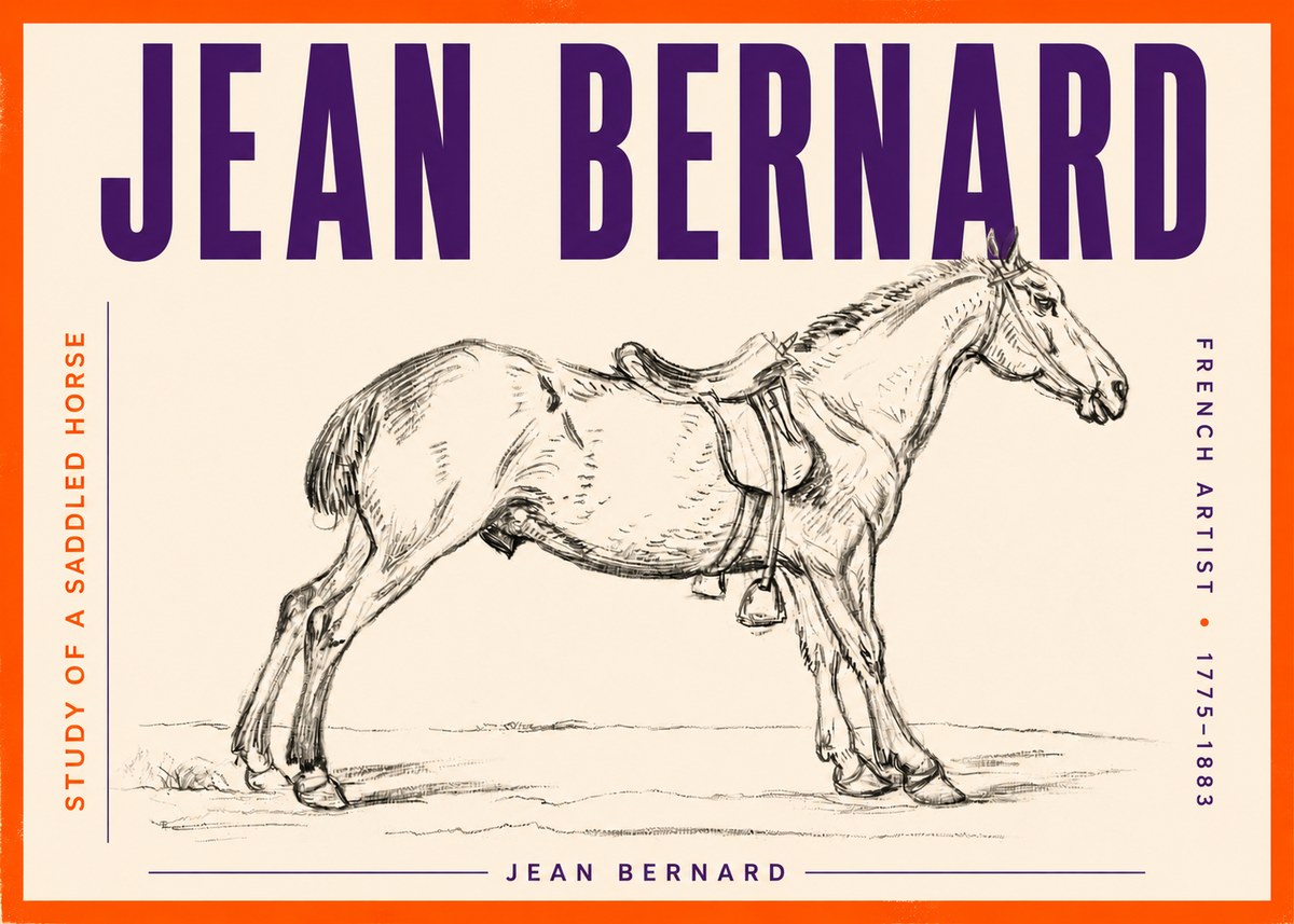 Jean Bernard Study of a Saddled Horse No3 - Plakat
