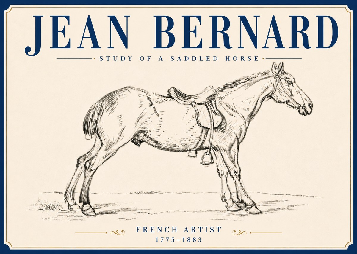 Jean Bernard Study of a Saddled Horse No6 - Plakat