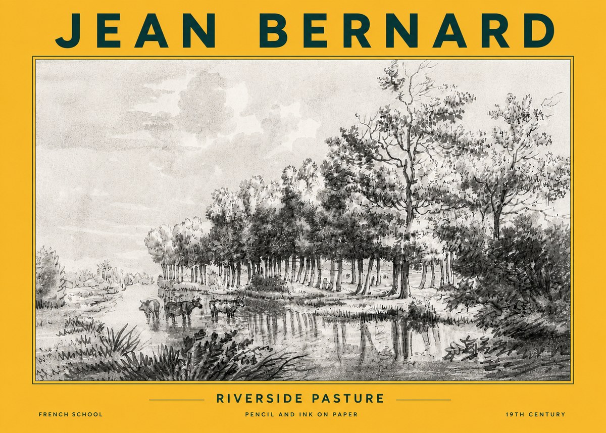 Jean Bernard Riverside Pasture No6 - Plakat