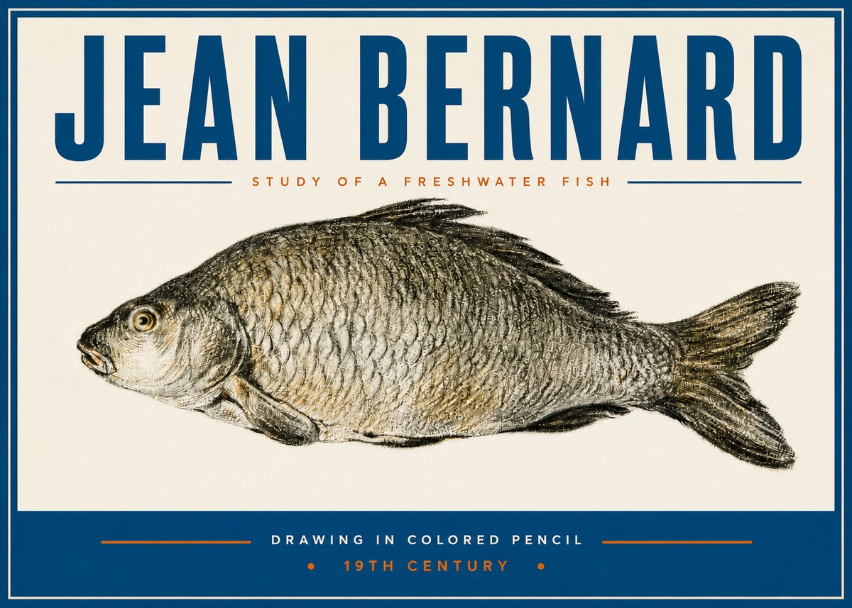 Jean Bernard Study of a Freshwater Fish No3 - Plakat