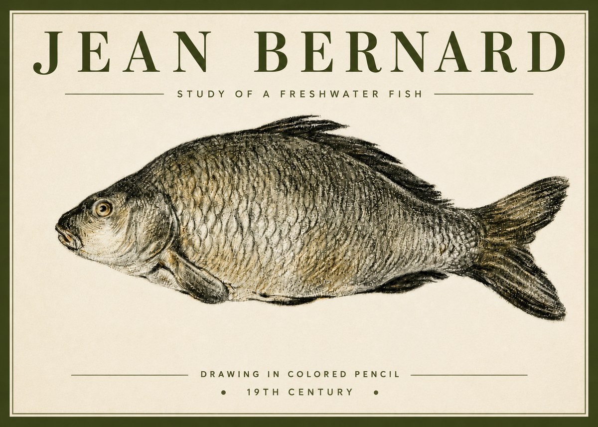 Jean Bernard Study of a Freshwater Fish No4 - Plakat
