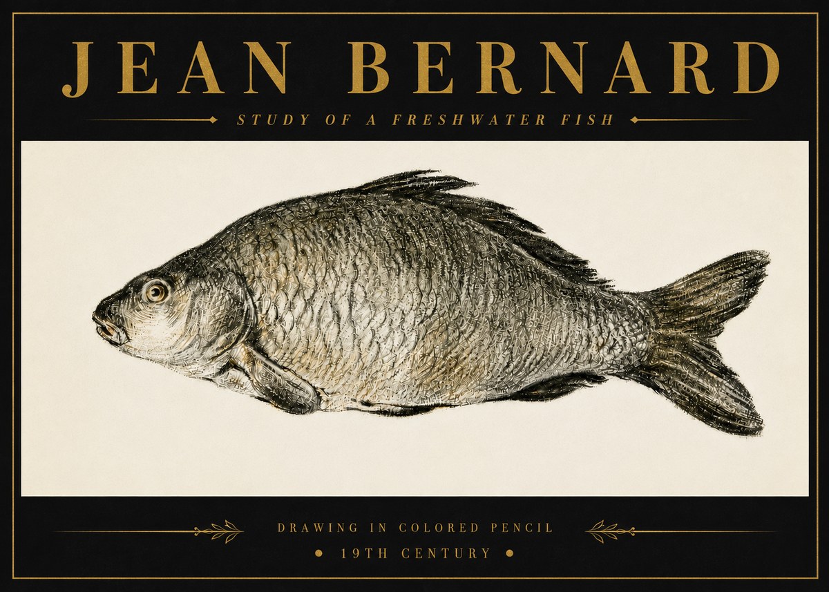 Jean Bernard Study of a Freshwater Fish No6 - Plakat