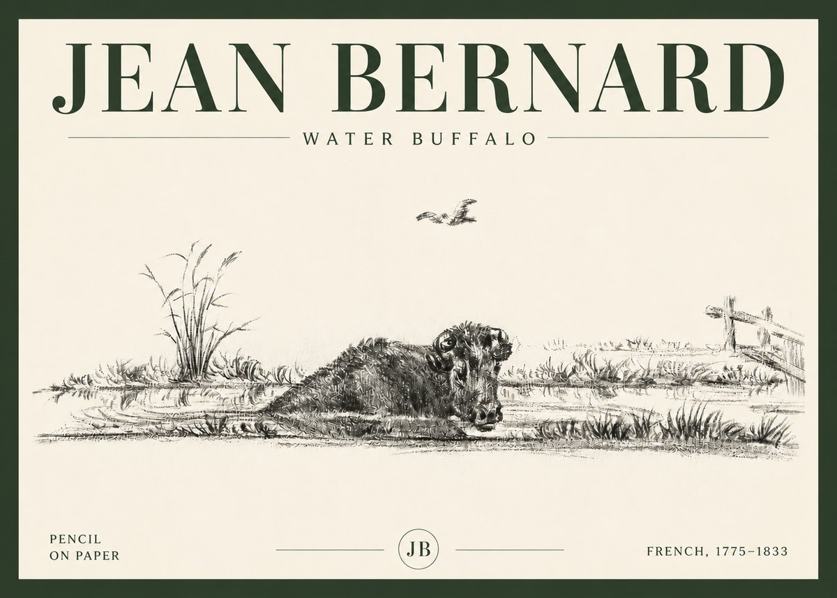 Jean Bernard Study of a Water Buffalo No6 - Plakat