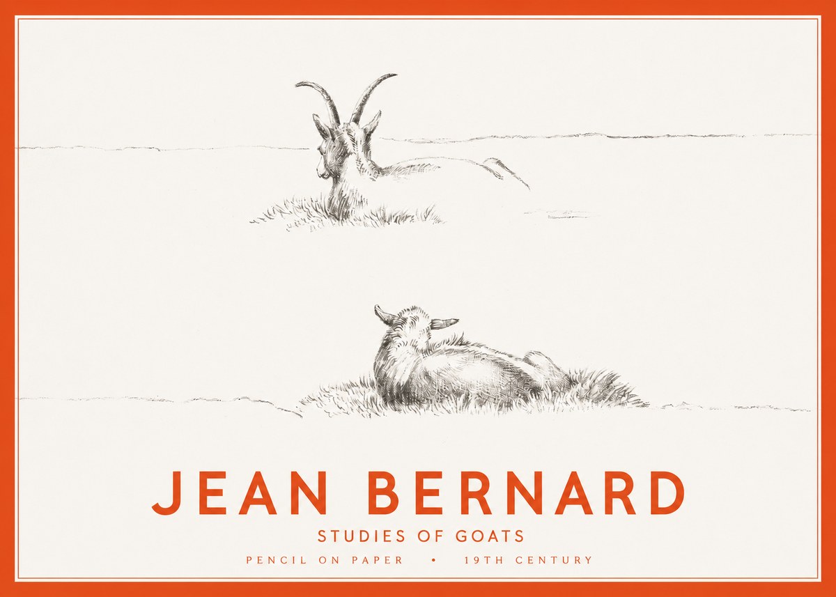 Jean Bernard Two Goats Resting No3 - Plakat