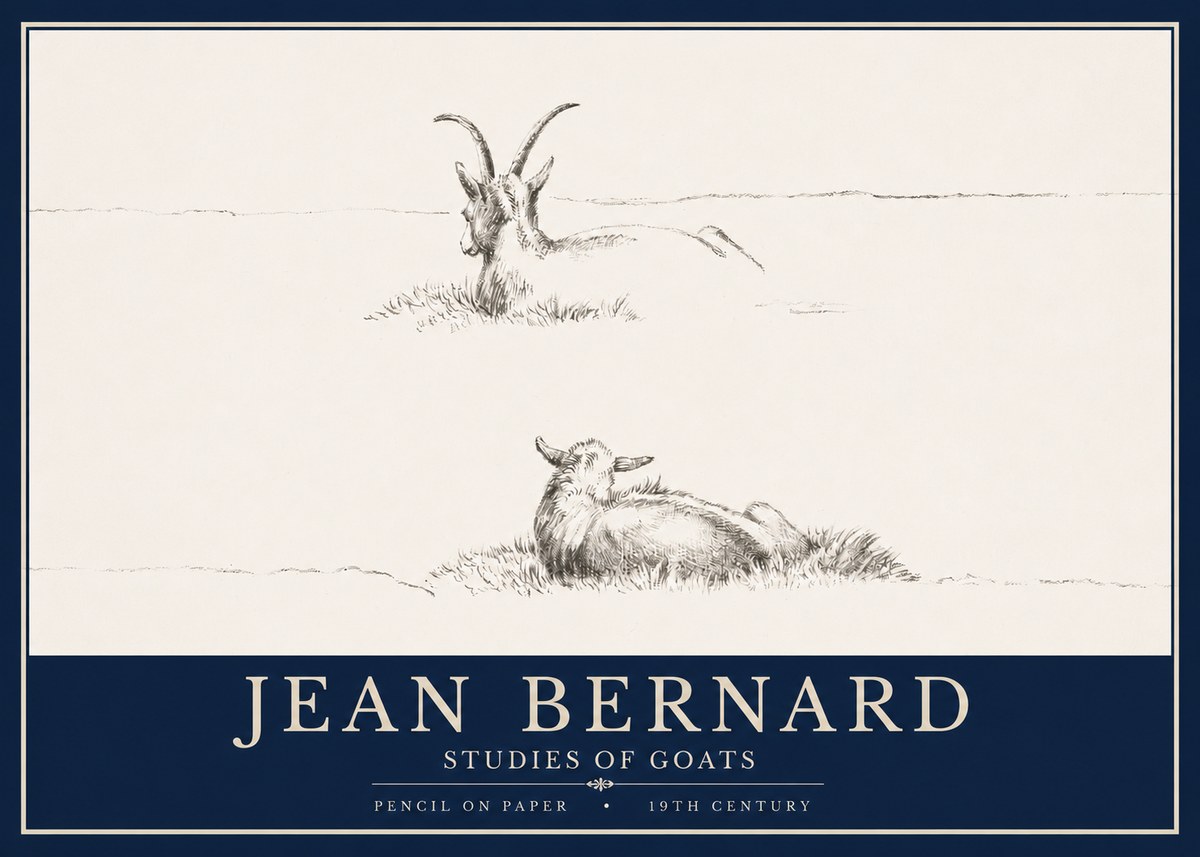 Jean Bernard Two Goats Resting No4 - Plakat