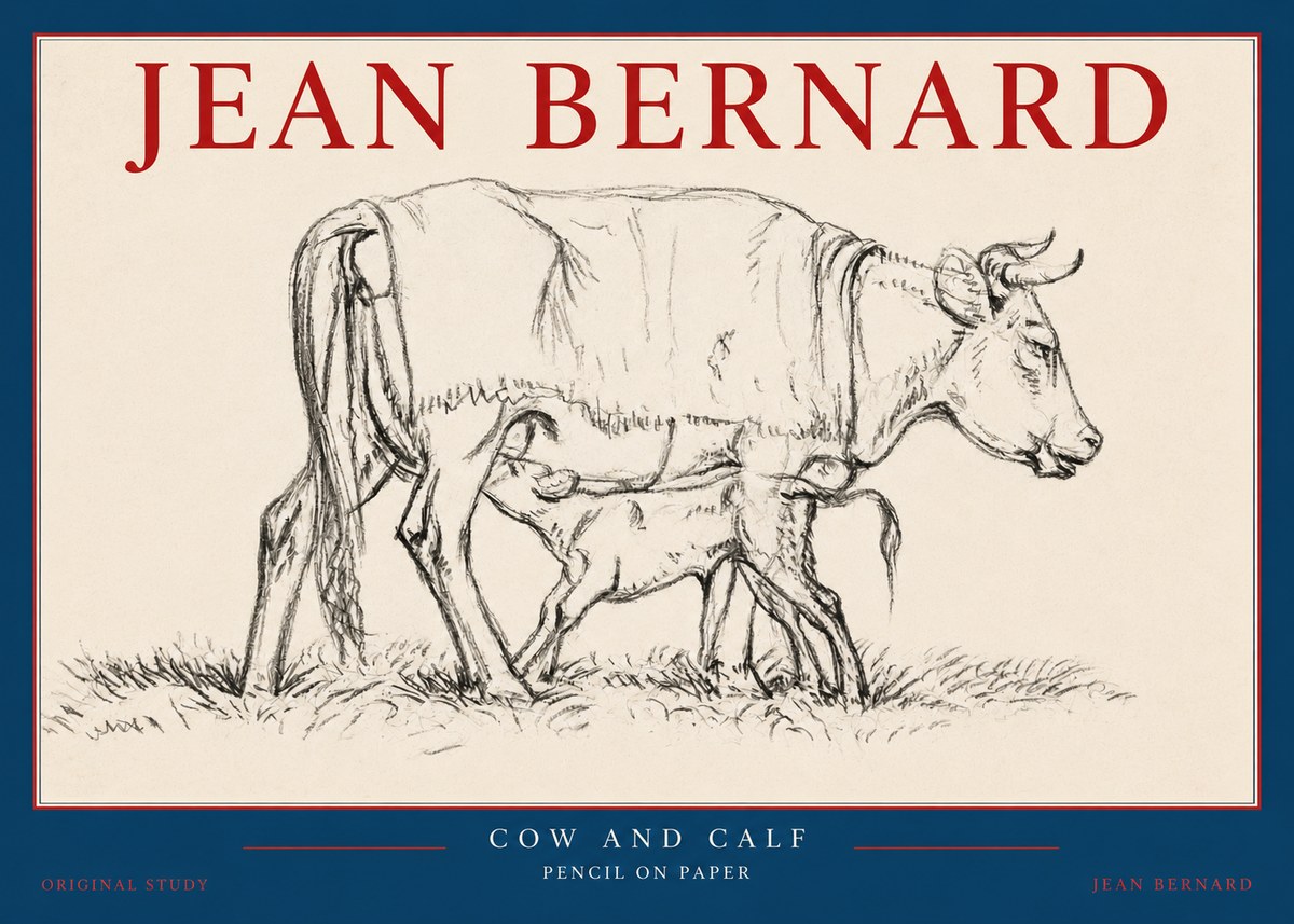Jean Bernard Cow and Calf II No2 - Plakat