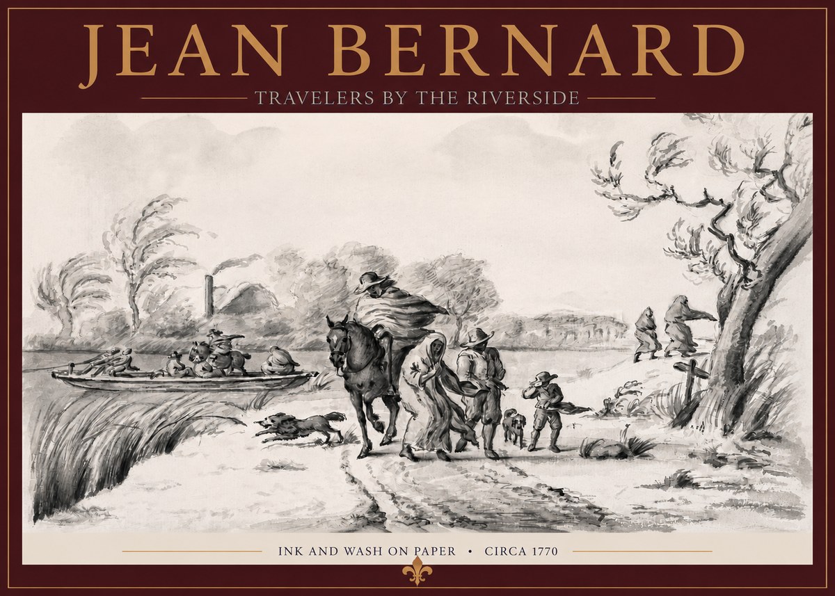 Jean Bernard Travelers by the Riverside No2 - Plakat