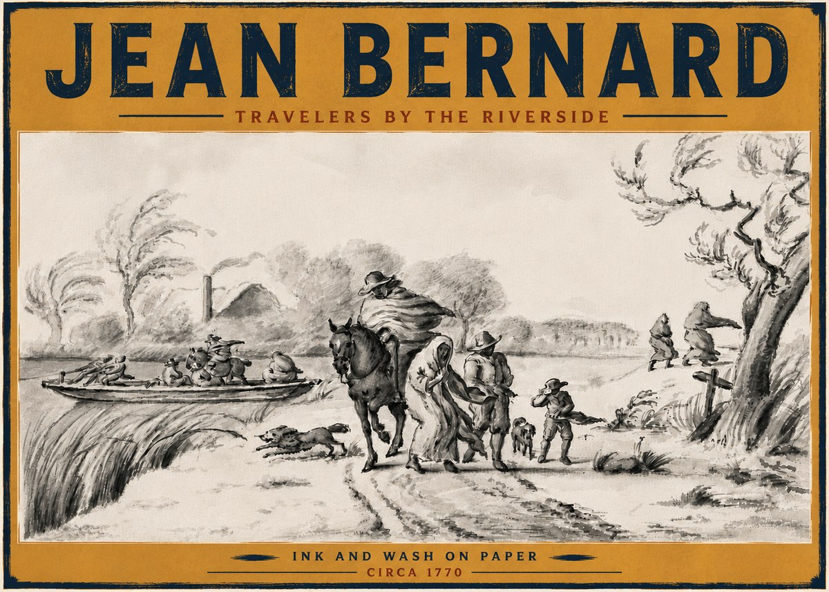 Jean Bernard Travelers by the Riverside No6 - Plakat