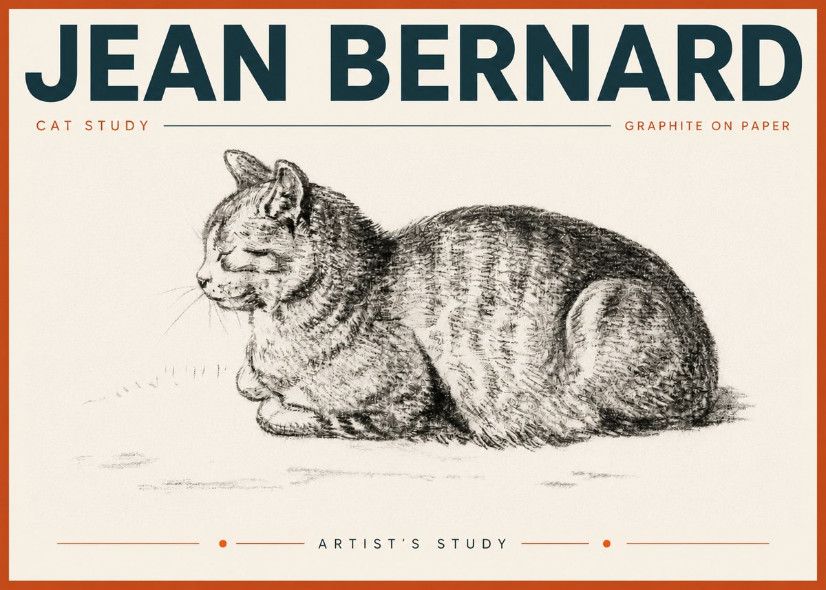Jean Bernard Cat Study XII No6 - Plakat