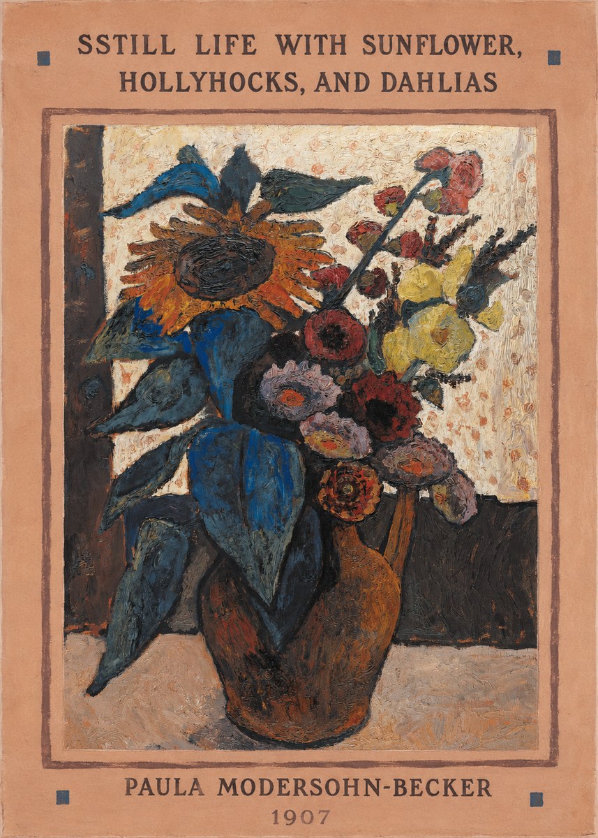 Paula Modersohn-Becker Still Life with Sunflower, Hollyhocks, and Dahlias No3 - Plakat