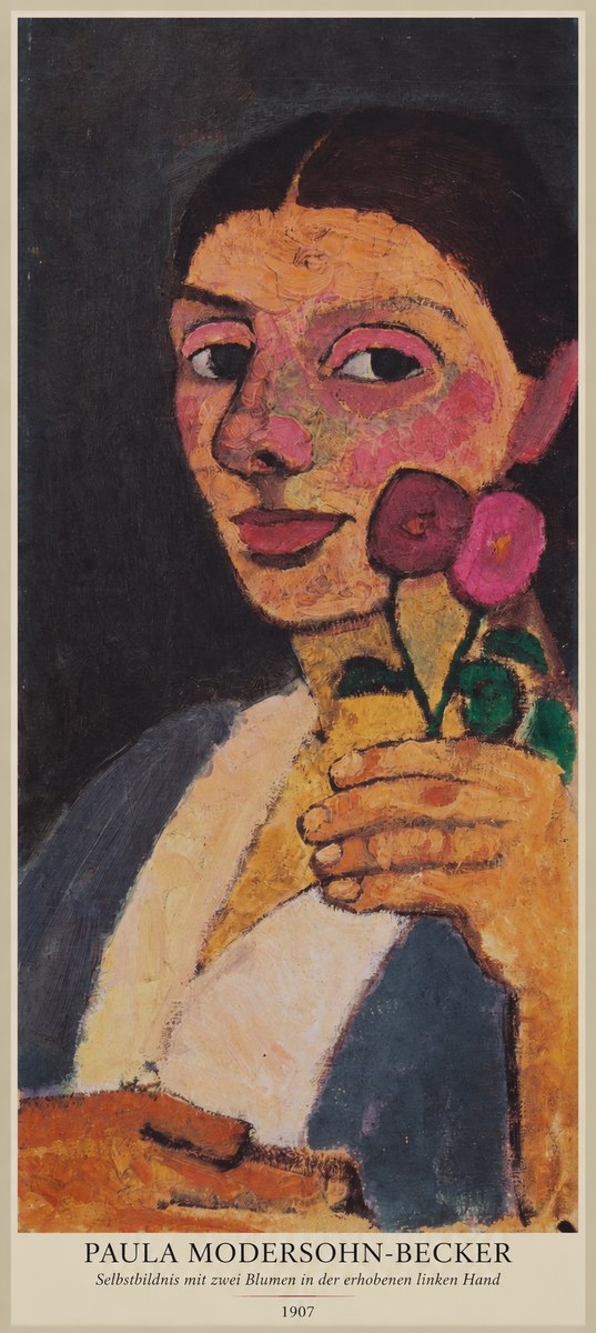 Paula Modersohn-Becker Selbstbildnis Mit Zwei Blumen in Der Erhobenen Linken Hand No6 - Plakat