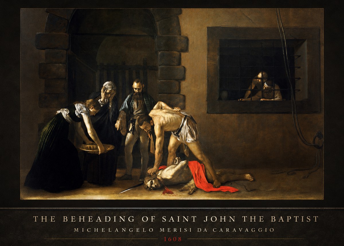 Michelangelo Merisi da Caravaggio The Beheading of Saint John the Baptist No3 - Plakat