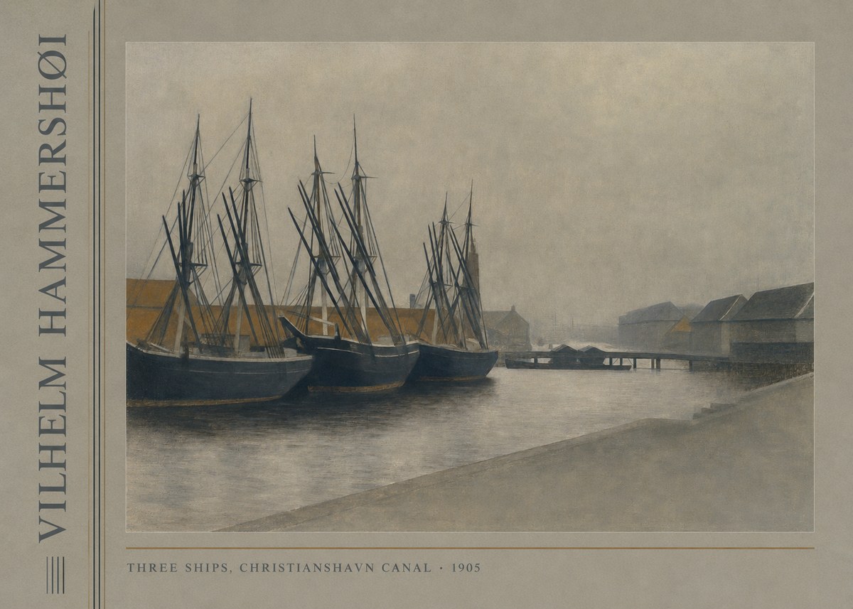 Vilhelm Hammershøi Three Ships, Christianshavn Canal No2 - Plakat